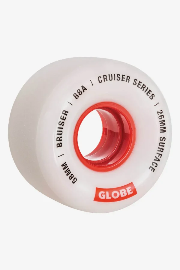 Globe Brand Bruiser Cruiser - White/Red - Skateboard Wheel 58mm < Wheels | Components