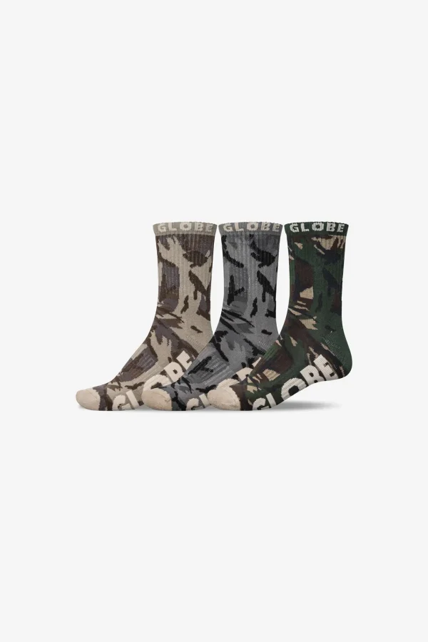 Globe Brand Eco Camo Crew Sock 3 Pack < Socks