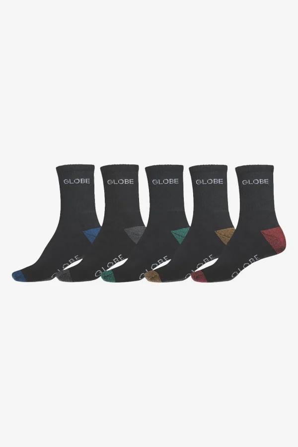 Globe Brand Ingles Crew Sock 5 Pack - Assorted < Socks
