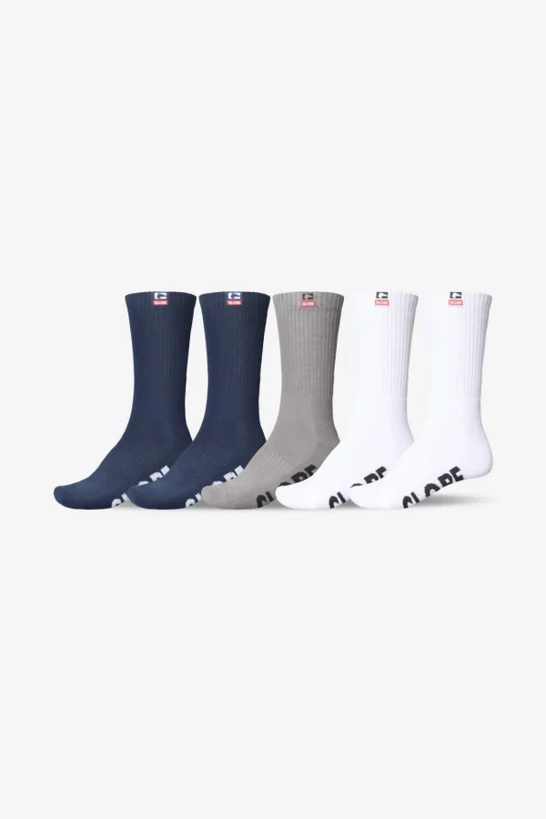 Globe Brand Woven Logo Hi Crew Sock 5 Pack - < Socks